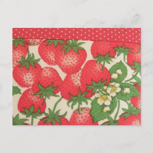 かわいい赤い緑の水玉模様イチゴ果実 ポストカード (正面)