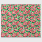 かわいい赤い緑の甘い夏のスイカの水色 ラッピングペーパー (フラット)