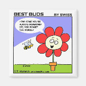 かわいい赤い花とのまわりに漫画 マグネット (正面)