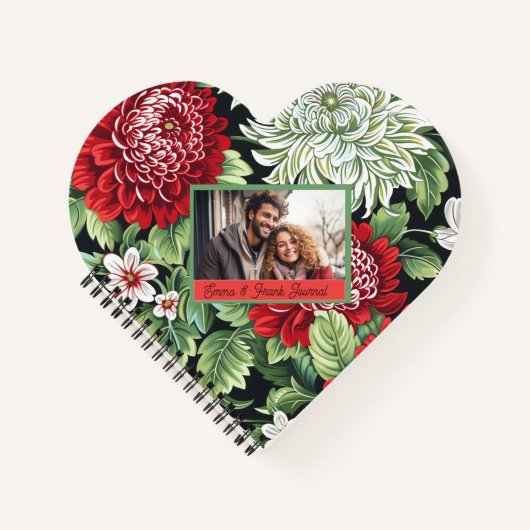 かわいい赤い花のカスタムパーソナライズ ノートブック (正面)