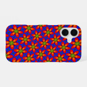 かわいい赤い花柄 iPhone 16ケース (裏面横)