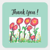 かわいい赤い花 スクエアシール (正面)