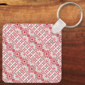 かわいい赤い装飾ウクライナパターンデザイン キーホルダー (裏面)