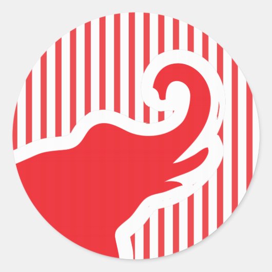 かわいい赤い象のシール。 ラウンドシール (正面)