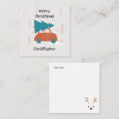 かわいい赤い車 モノグラム パステルレッドとブルー 子供用 ノートカード (正面/裏面)