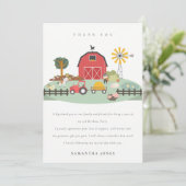 かわいい赤い農場の動物の誕生日 サンキューカード (スタンド正面)