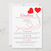 かわいい赤い道結婚順のハート風船 招待状 (正面)