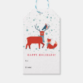 かわいい赤い野生動物のクリスマスホリデー ギフトタグ (正面)