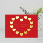 かわいい赤い金ゴールドカスタムハートバレンタインデー 箔シーズンカード (立ち正面)
