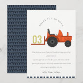 かわいい赤い錆びた農用トラクター 子供 誦い年齢 誕生日 サンキューカード (正面/裏面)