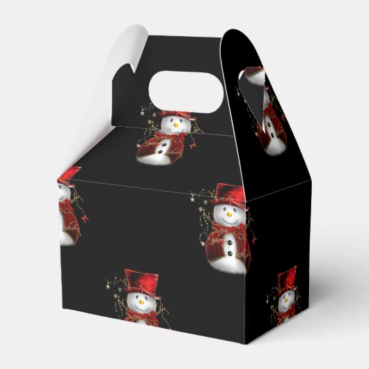 かわいい赤い雪だるまクリスマス フェイバーボックス (裏面サイド)