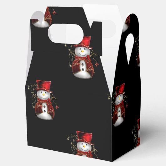 かわいい赤い雪だるまクリスマス フェイバーボックス (オープン)