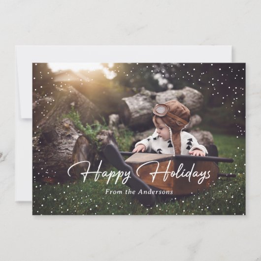 かわいい赤い雪スターフォトホリデーカード シーズンカード (正面)