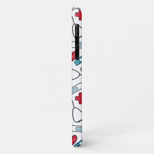 かわいい赤い青いナースのドクターパターン Case-Mate iPhoneケース (裏面/左)