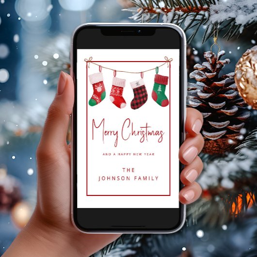 かわいい赤い靴下 メリークリスマス シーズンカード