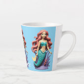 かわいい赤い頭の人魚サンダー_コーブ カフェラテマグ (右)