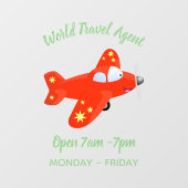 かわいい赤い飛行機飛んでいる漫画イラストレーション ウィンドウサイン (シート)