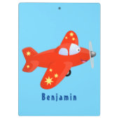 かわいい赤い飛行機飛んでいる漫画イラストレーション クリップボード (裏面)