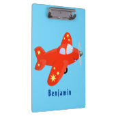 かわいい赤い飛行機飛んでいる漫画イラストレーション クリップボード (右)