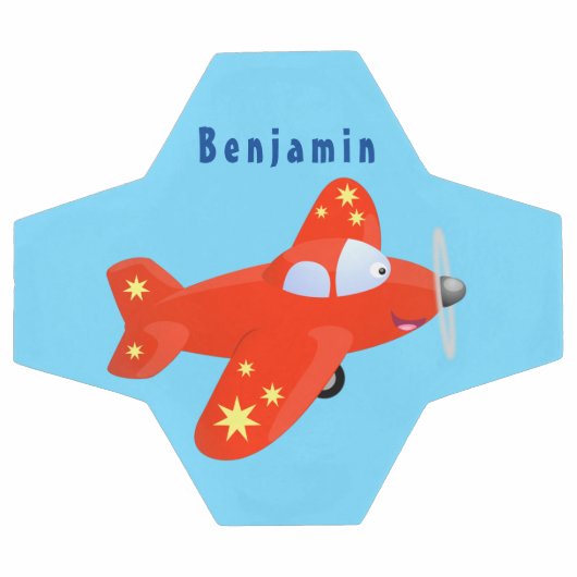 かわいい赤い飛行機飛んでいる漫画イラストレーション サッカーボール (フラット)