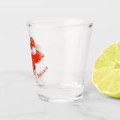 かわいい赤い飛行機飛んでいる漫画イラストレーション ショットグラス (右)