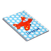 かわいい赤い飛行機飛んでいる漫画イラストレーション ノートブック (右側)