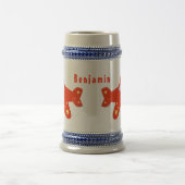 かわいい赤い飛行機飛んでいる漫画イラストレーション ビールジョッキ (中央)