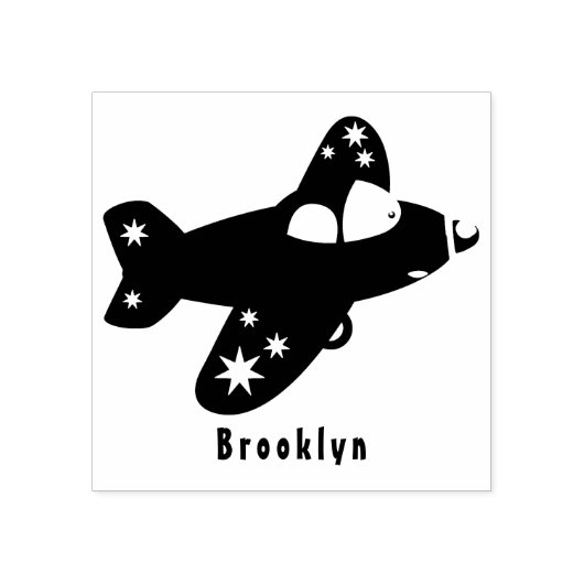 かわいい赤い飛行機飛んでいる漫画イラストレーション ラバースタンプ (インプリント)