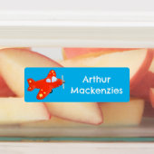 かわいい赤い飛行機飛んでいる漫画パーソナライズされた ラベル (貼付)