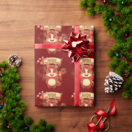 かわいい赤い馬 2026年 馬の年 ラッピングペーパー