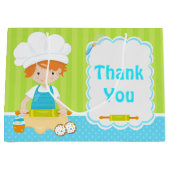 かわいい赤い髪の少年ベーキングありがとう ラージペーパーバッグ (正面)