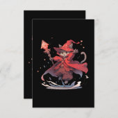 かわいい赤い魔導師キャットヒーロー サンキューカード (正面/裏面)