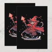 かわいい赤い魔導師キャットヒーロー 招待状 (正面/裏面)