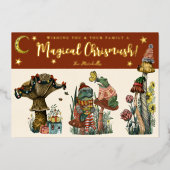 かわいい赤い魔法のキノコのメリークリスマスフォイルホ 箔シーズンカード (正面)