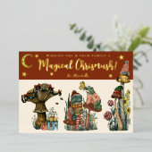 かわいい赤い魔法のキノコのメリークリスマスフォイルホ 箔シーズンカード (立ち正面)