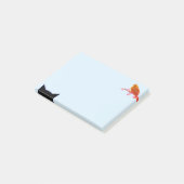 かわいい赤い鳥と猫 ポストイット (アングル)