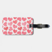 かわいい赤い鳩ハートバレンタインデーのパターン ラゲッジタグ (裏面横)