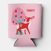 かわいい赤い鹿のバレンタインデーパーソナライズされた 缶クーラー (正面)