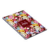 かわいい赤い黄色のフローラエレガントモノグラム ノートブック (右側)