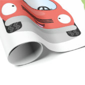 かわいい赤い黄色の緑の車の漫画のパターン ラッピングペーパー (ロールコーナー)