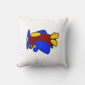 かわいい赤い黄色の青い飛行機の漫画子供へ クッション (正面)