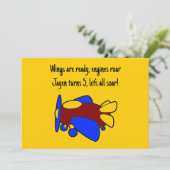 かわいい赤い黄色の青い飛行機の漫画子供へ 招待状 (スタンド正面)