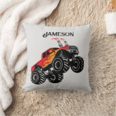 かわいい赤い黒のモンスタートラックがピックアップ クッション (ブランケット)