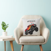 かわいい赤い黒のモンスタートラックがピックアップ クッション (椅子)