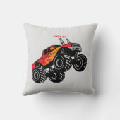 かわいい赤い黒のモンスタートラックがピックアップ クッション (裏面)