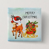 かわいい赤い鼻のトナカイはクリスマスを引く 缶バッジ (正面)