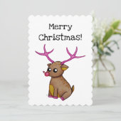 かわいい赤い鼻トナカイ – カスタマイズ可能なクリスマス シーズンカード (スタンド正面)