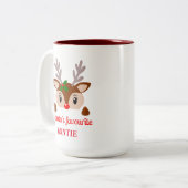 かわいい赤い鼻トナカイ,ホットココアクリスマス ツートーンマグカップ (正面左)