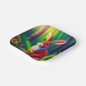 かわいい赤うさぎ草の上に座る ペーパープレート (傾斜あり)