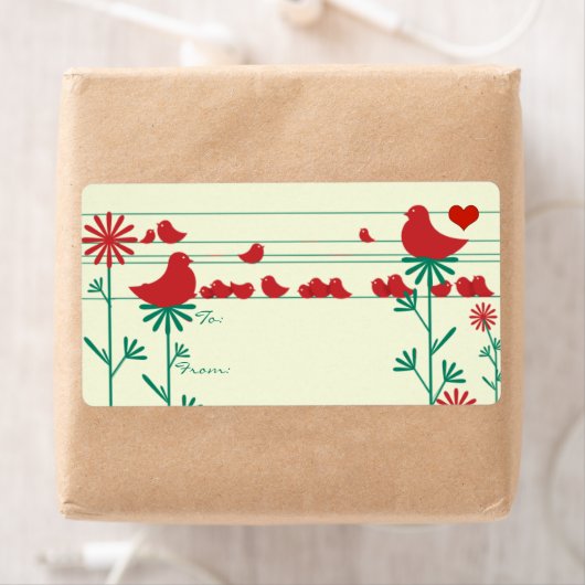 かわいい赤お洒落鳥クリスマスギフトタグ ラベル (インサイチュ)